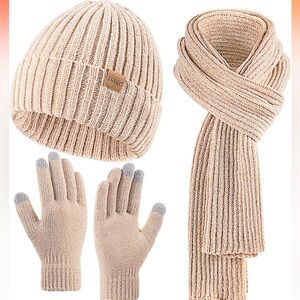 Winter scarf, beanie, gloves set